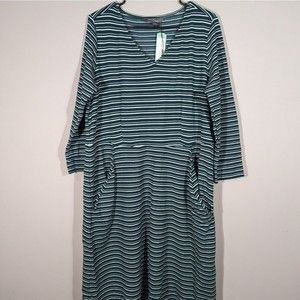 Market & Spruce Adrielle Green Stripe Midi Dress Women Plus Size‎ 1X